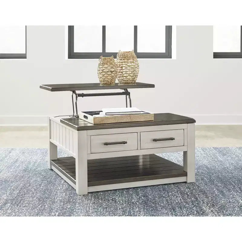Signature Design by Ashley Darborn Lift-Top Coffee Table, Gray & Brown