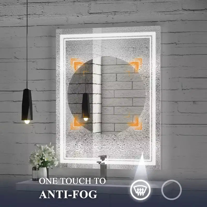 Keonjinn LED Front Light Bathroom Vanity Wall Mirror, Anti-Fog, Dimmable