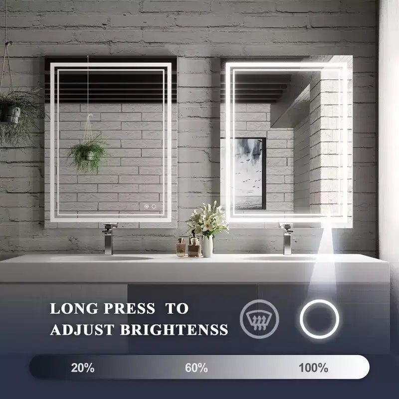 Keonjinn LED Front Light Bathroom Vanity Wall Mirror, Anti-Fog, Dimmable