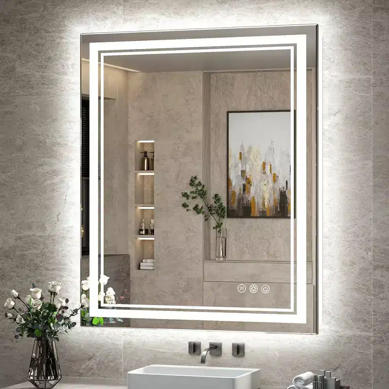 Keonjinn LED Front Light Bathroom Vanity Wall Mirror, Anti-Fog, Dimmable