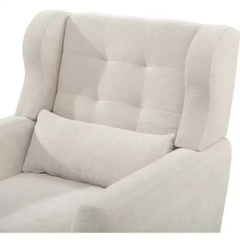 Chenille Upholstered Arm Chair, Comfy Soft Padded Lounge Chair with a Pillow and Solid Wood Legs, 4W-ModernLuxe