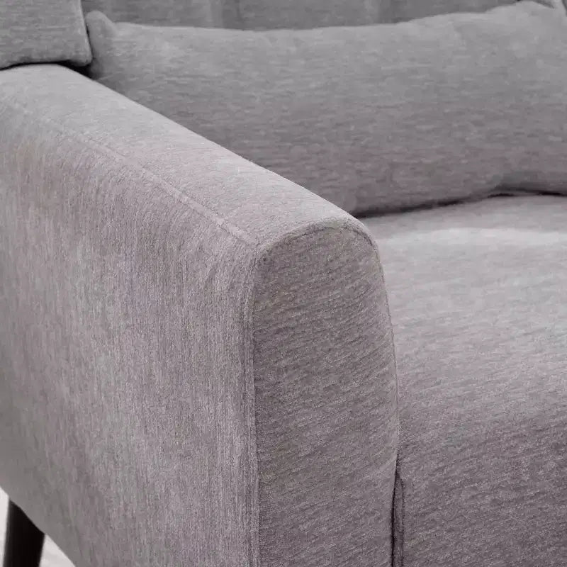 Chenille Upholstered Arm Chair, Comfy Soft Padded Lounge Chair with a Pillow and Solid Wood Legs, 4W-ModernLuxe