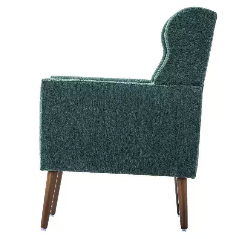 Chenille Upholstered Arm Chair, Comfy Soft Padded Lounge Chair with a Pillow and Solid Wood Legs, 4W-ModernLuxe