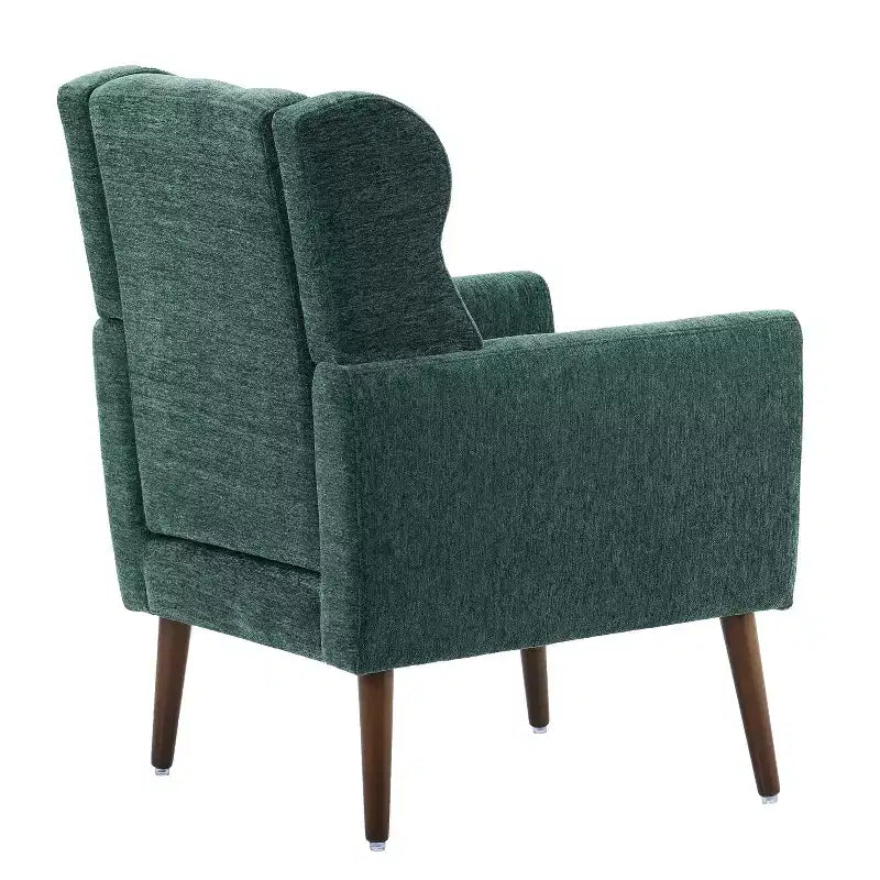 Chenille Upholstered Arm Chair, Comfy Soft Padded Lounge Chair with a Pillow and Solid Wood Legs, 4W-ModernLuxe