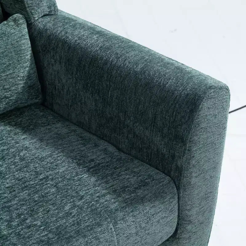 Chenille Upholstered Arm Chair, Comfy Soft Padded Lounge Chair with a Pillow and Solid Wood Legs, 4W-ModernLuxe