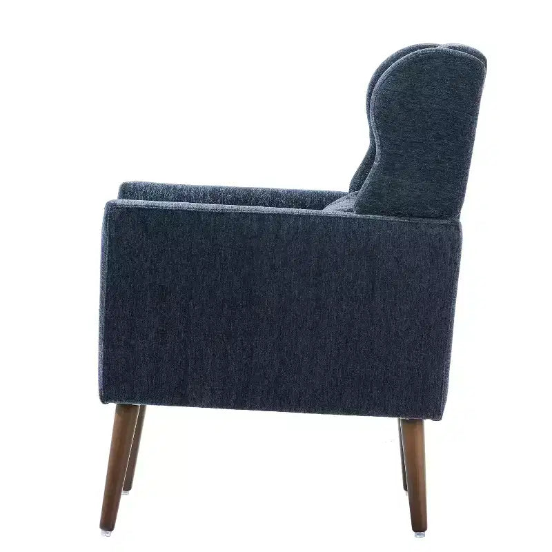 Chenille Upholstered Arm Chair, Comfy Soft Padded Lounge Chair with a Pillow and Solid Wood Legs, 4W-ModernLuxe