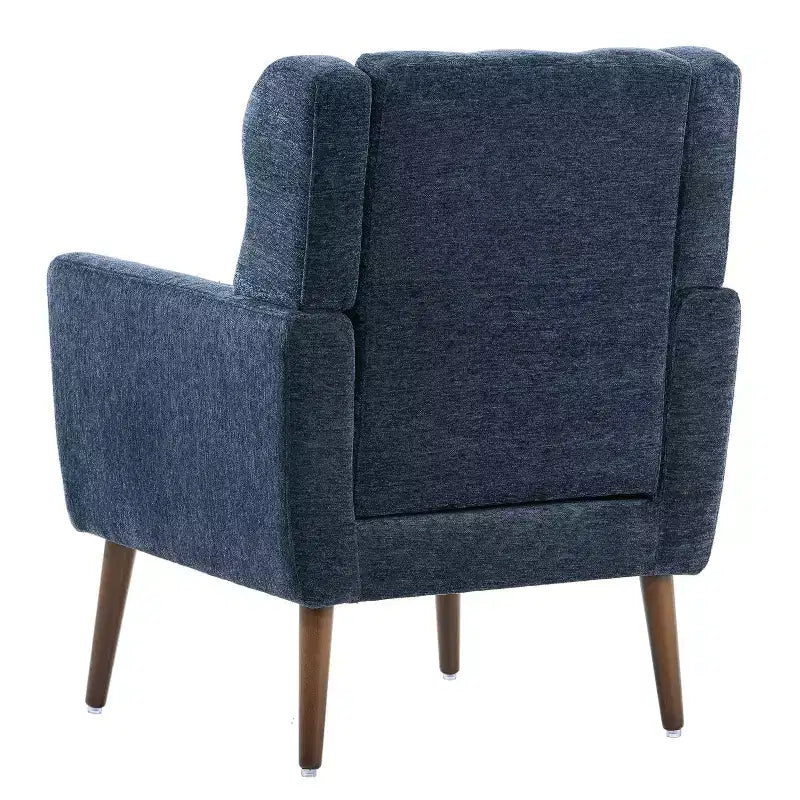 Chenille Upholstered Arm Chair, Comfy Soft Padded Lounge Chair with a Pillow and Solid Wood Legs, 4W-ModernLuxe