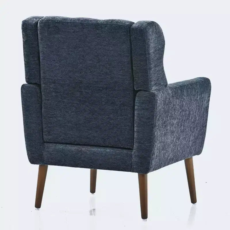 Chenille Upholstered Arm Chair, Comfy Soft Padded Lounge Chair with a Pillow and Solid Wood Legs, 4W-ModernLuxe