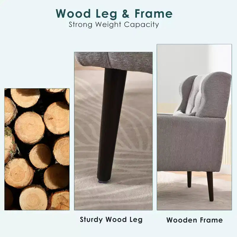 Chenille Upholstered Arm Chair, Comfy Soft Padded Lounge Chair with a Pillow and Solid Wood Legs, 4W-ModernLuxe