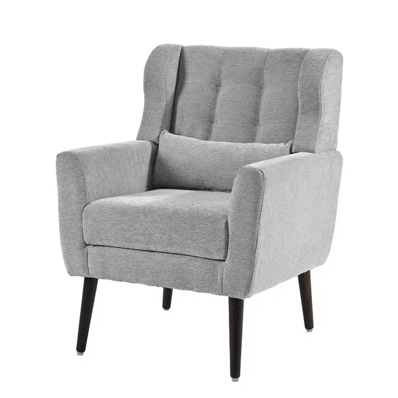 Chenille Upholstered Arm Chair, Comfy Soft Padded Lounge Chair with a Pillow and Solid Wood Legs, 4W-ModernLuxe