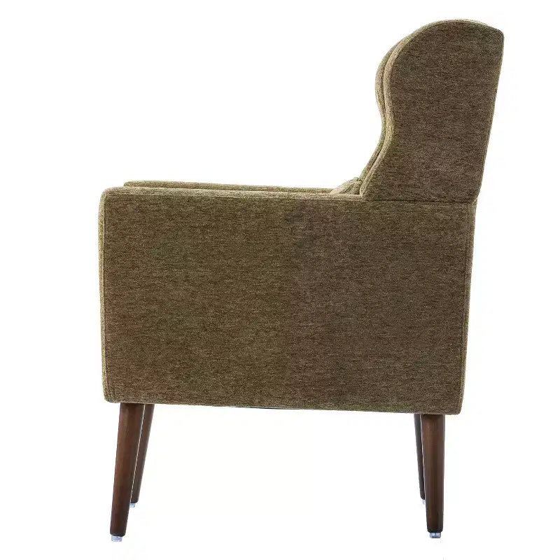 Chenille Upholstered Arm Chair, Comfy Soft Padded Lounge Chair with a Pillow and Solid Wood Legs, 4W-ModernLuxe