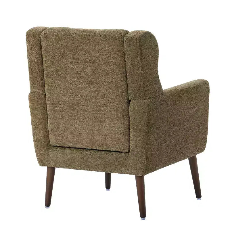 Chenille Upholstered Arm Chair, Comfy Soft Padded Lounge Chair with a Pillow and Solid Wood Legs, 4W-ModernLuxe