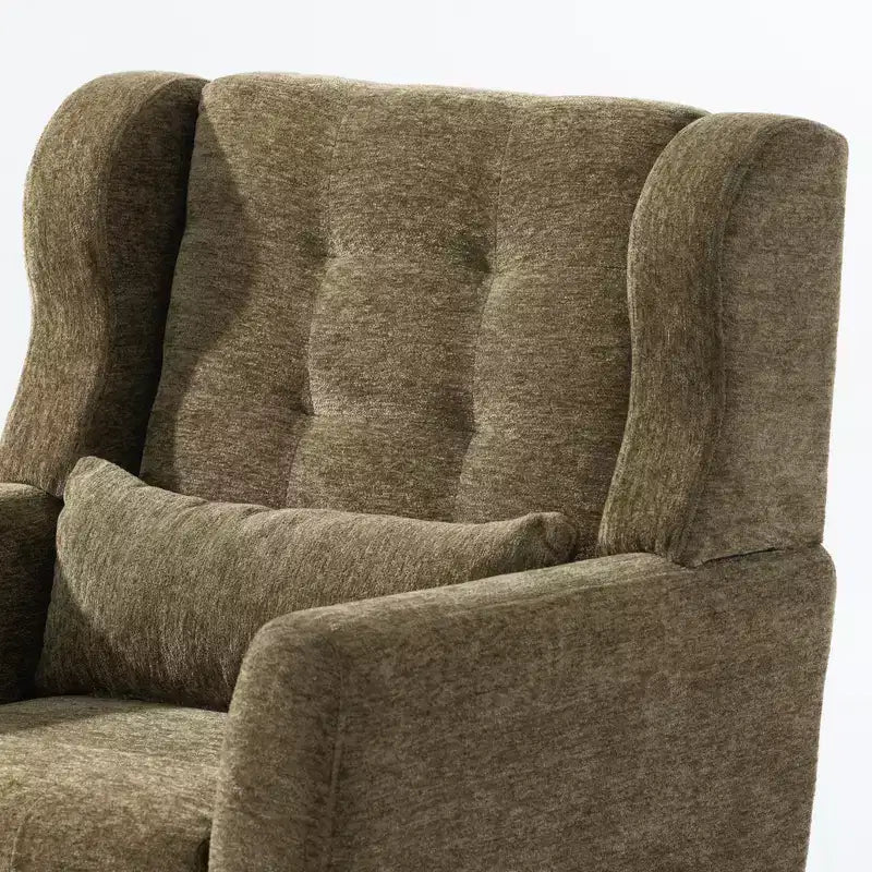 Chenille Upholstered Arm Chair, Comfy Soft Padded Lounge Chair with a Pillow and Solid Wood Legs, 4W-ModernLuxe
