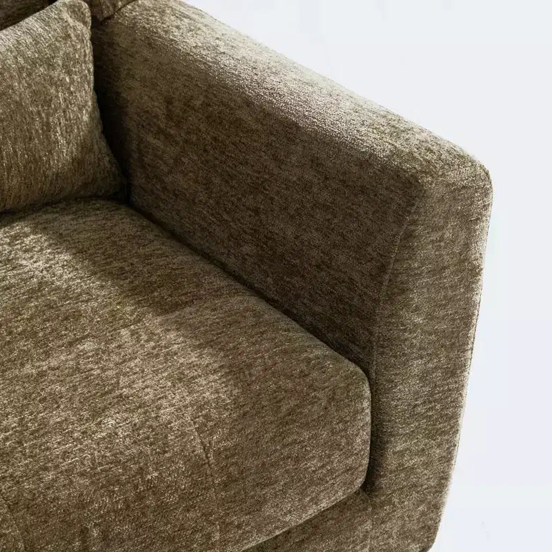Chenille Upholstered Arm Chair, Comfy Soft Padded Lounge Chair with a Pillow and Solid Wood Legs, 4W-ModernLuxe