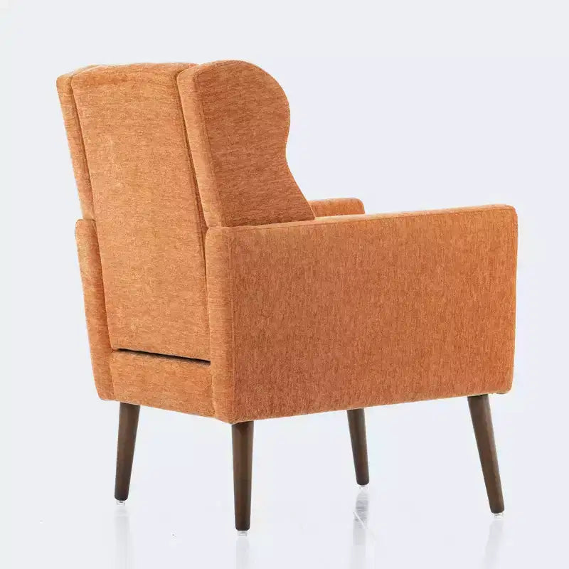 Chenille Upholstered Arm Chair, Comfy Soft Padded Lounge Chair with a Pillow and Solid Wood Legs, 4W-ModernLuxe