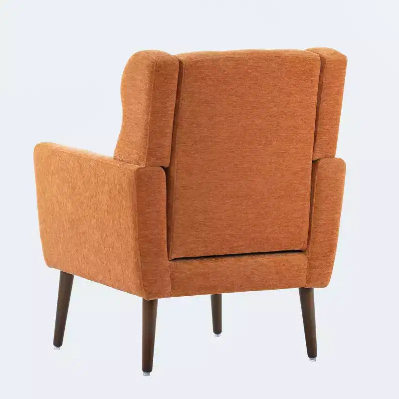 Chenille Upholstered Arm Chair, Comfy Soft Padded Lounge Chair with a Pillow and Solid Wood Legs, 4W-ModernLuxe