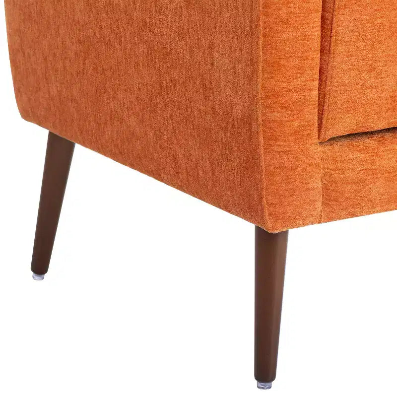 Chenille Upholstered Arm Chair, Comfy Soft Padded Lounge Chair with a Pillow and Solid Wood Legs, 4W-ModernLuxe