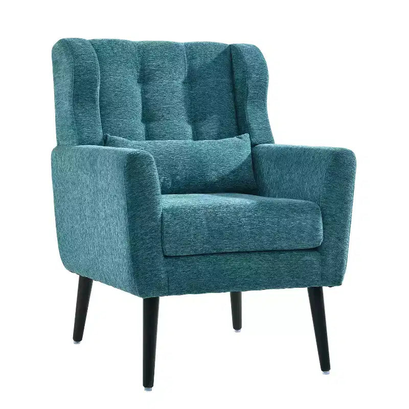 Chenille Upholstered Arm Chair, Comfy Soft Padded Lounge Chair with a Pillow and Solid Wood Legs, 4W-ModernLuxe