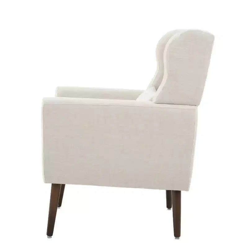 Chenille Upholstered Arm Chair, Comfy Soft Padded Lounge Chair with a Pillow and Solid Wood Legs, 4W-ModernLuxe