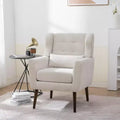 Chenille Upholstered Arm Chair, Comfy Soft Padded Lounge Chair with a Pillow and Solid Wood Legs, 4W-ModernLuxe