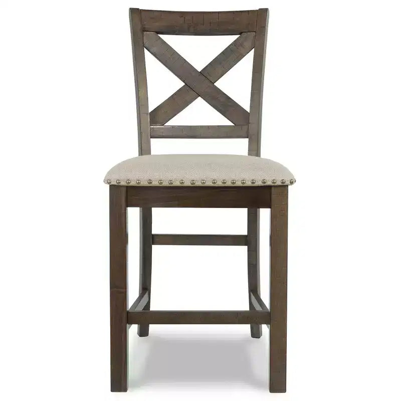 Signature Design by Ashley Morivile Counter Height Upholstered Barstool, Set of 2, Beige