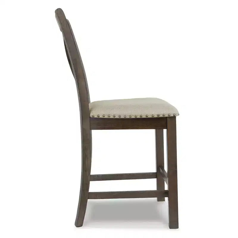 Signature Design by Ashley Morivile Counter Height Upholstered Barstool, Set of 2, Beige