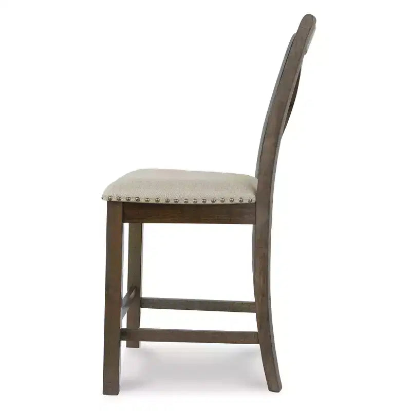 Signature Design by Ashley Morivile Counter Height Upholstered Barstool, Set of 2, Beige