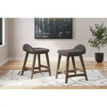 Signature Design by Ashley Lyncott Counter Height Upholstered Barstool with Foam Cushion, Set of 2, Charcoal Gray
