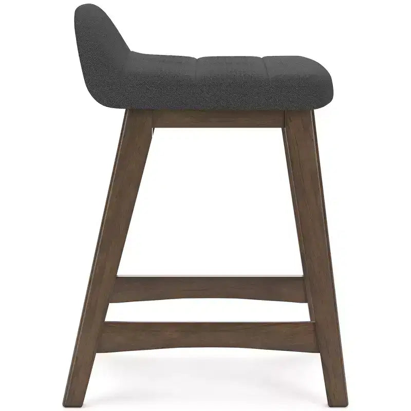 Signature Design by Ashley Lyncott Counter Height Upholstered Barstool with Foam Cushion, Set of 2, Charcoal Gray