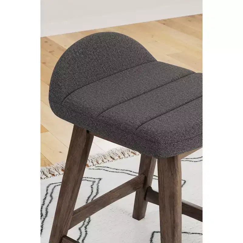 Signature Design by Ashley Lyncott Counter Height Upholstered Barstool with Foam Cushion, Set of 2, Charcoal Gray