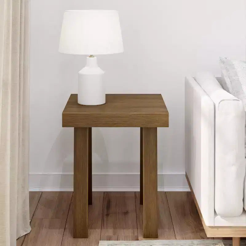 Plank+Beam Solid Wood Classic Square Side Table, 20 Sofa Table for Living Room, End Table