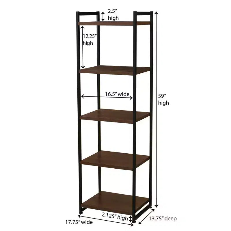 Household Essentials 59.1" Jamestown Narrow 5 Shelf Bookshelf