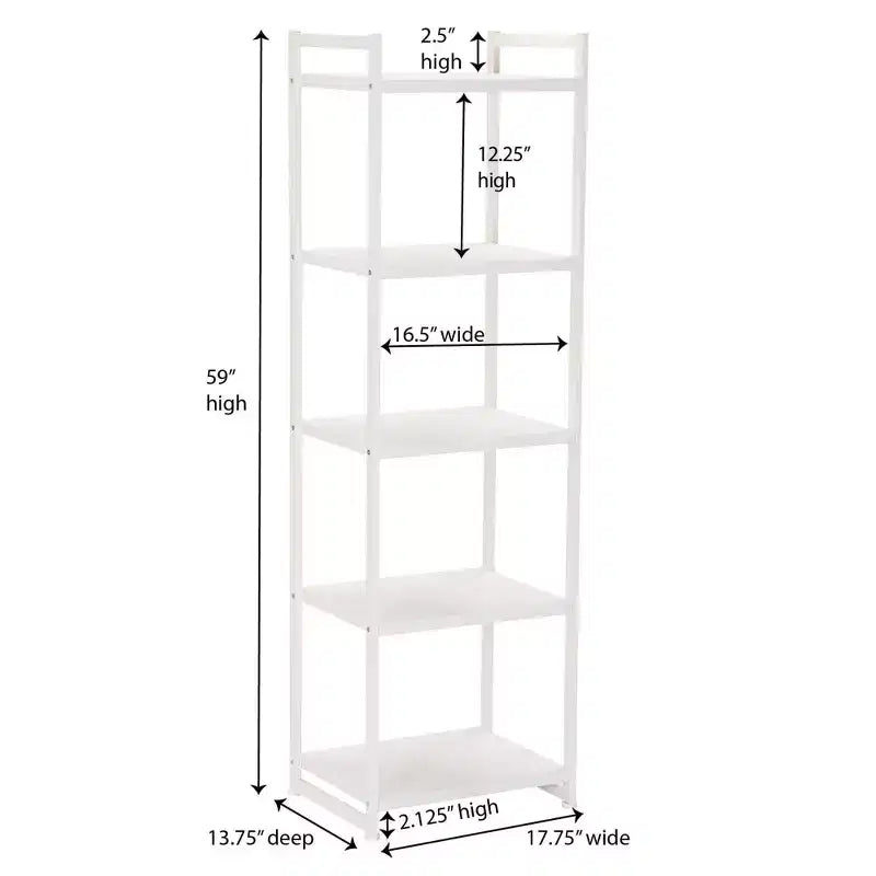 Household Essentials 59.1" Jamestown Narrow 5 Shelf Bookshelf