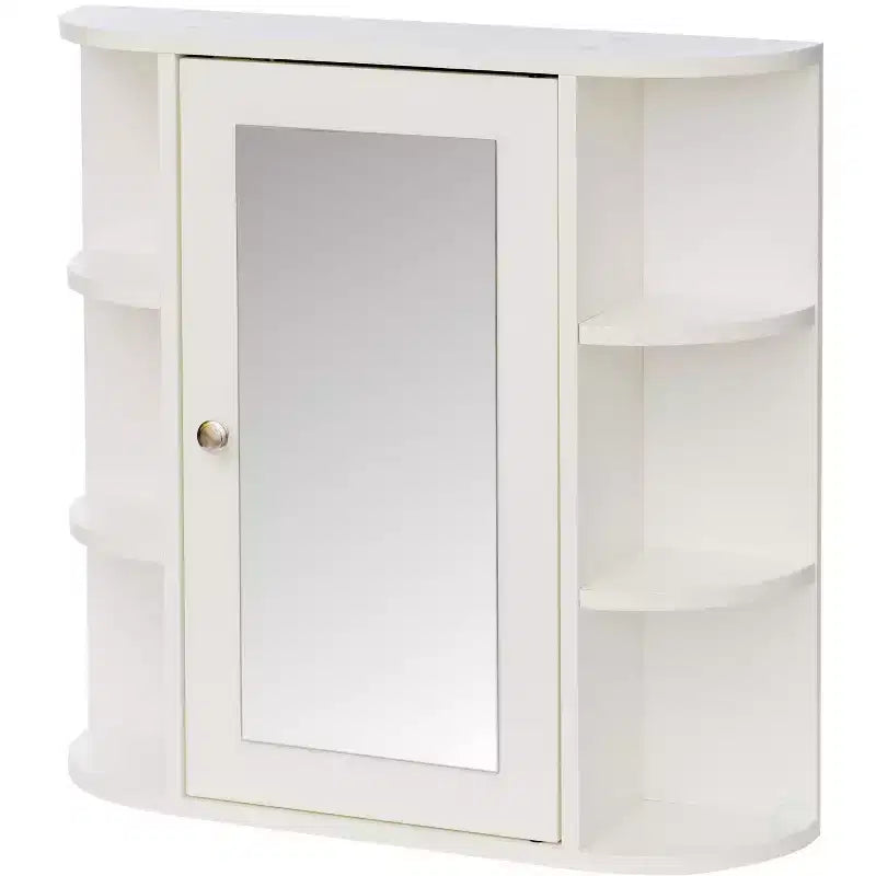 Basicwise Multifunctional White Wall Mount Medicine Cabinet with 4 Adjustable Inner Shelves and 6 Outer Shelves - Perfect as Bathroom Organizer