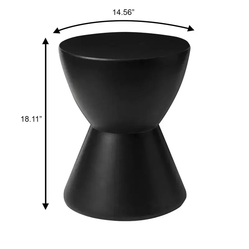 LeisureMod Loft Hourglass Fiberstone Side Table - Modern Indoor/Outdoor Accent Table