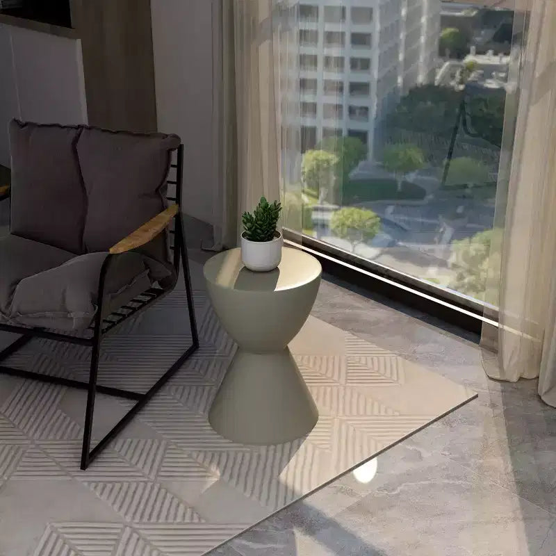 LeisureMod Loft Hourglass Fiberstone Side Table - Modern Indoor/Outdoor Accent Table