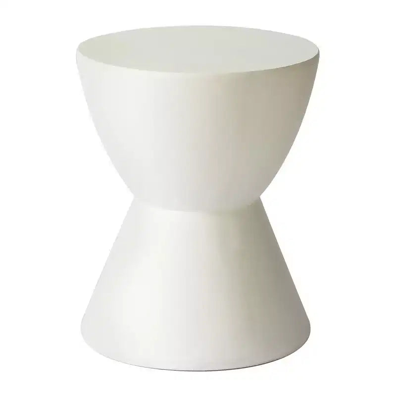 LeisureMod Loft Hourglass Fiberstone Side Table - Modern Indoor/Outdoor Accent Table