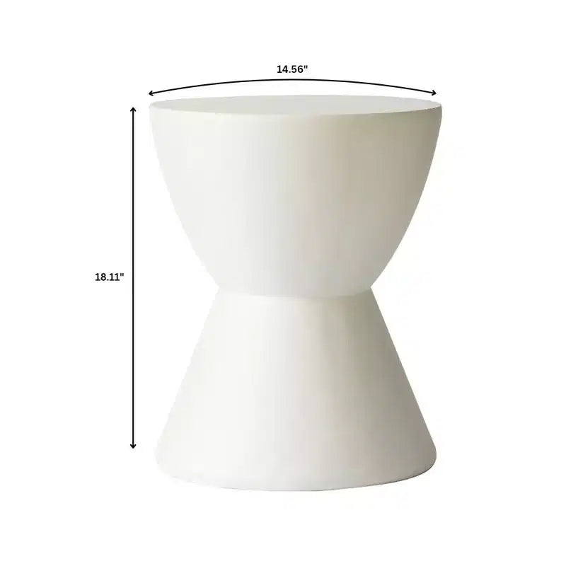 LeisureMod Loft Hourglass Fiberstone Side Table - Modern Indoor/Outdoor Accent Table