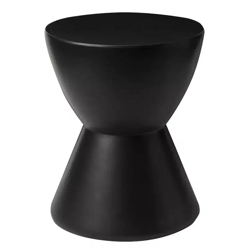 LeisureMod Loft Hourglass Fiberstone Side Table - Modern Indoor/Outdoor Accent Table