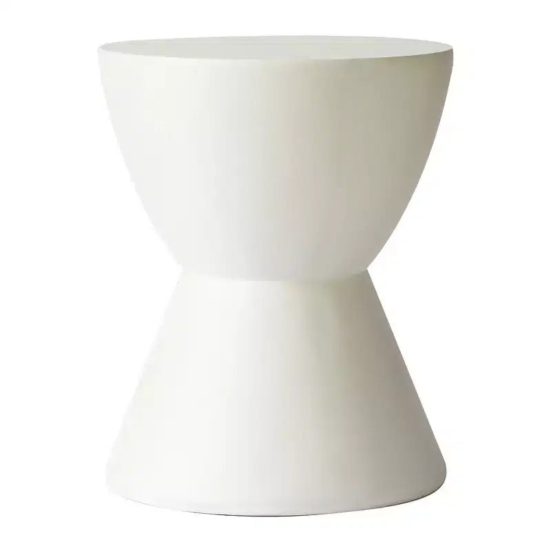 LeisureMod Loft Hourglass Fiberstone Side Table - Modern Indoor/Outdoor Accent Table