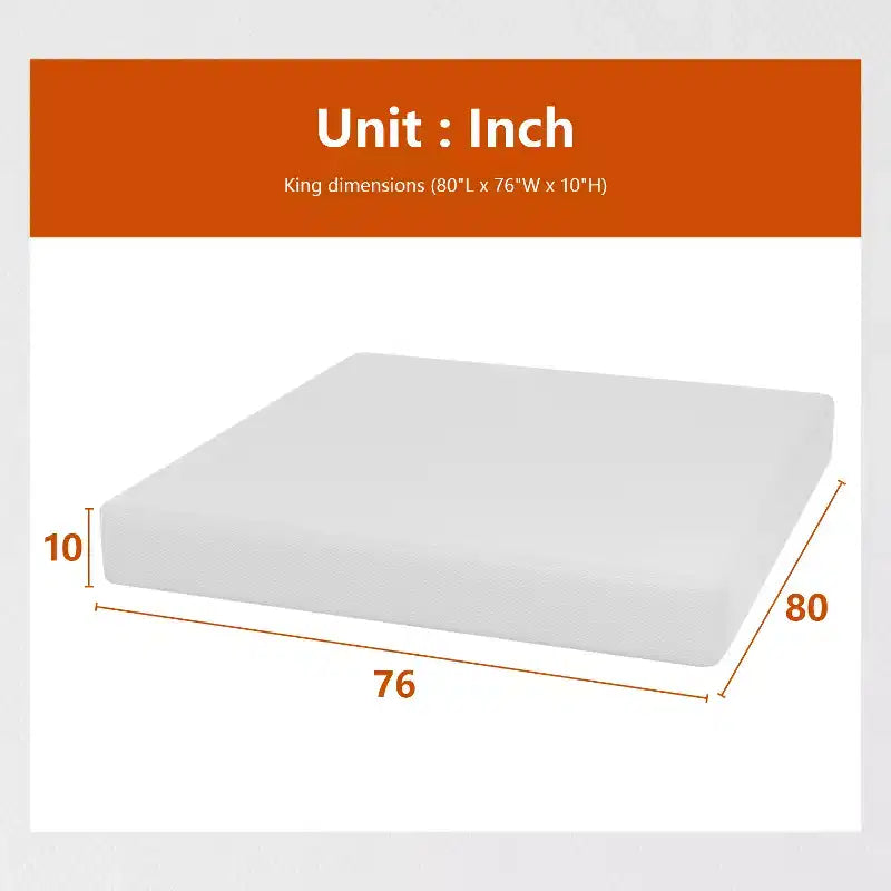 FDW 10 Inch King Mattress Base Foam Mattress CertiPUR-US Certified,Removable Soft Cover,King mattresses for Bed Frame, Bunk Bed, Trundle,