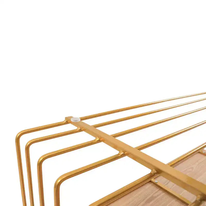 LeisureMod Walden Modern Rectangular Coffee Table - Wood Veneer Top with Architectural Ribbed Wireframe Steel Base