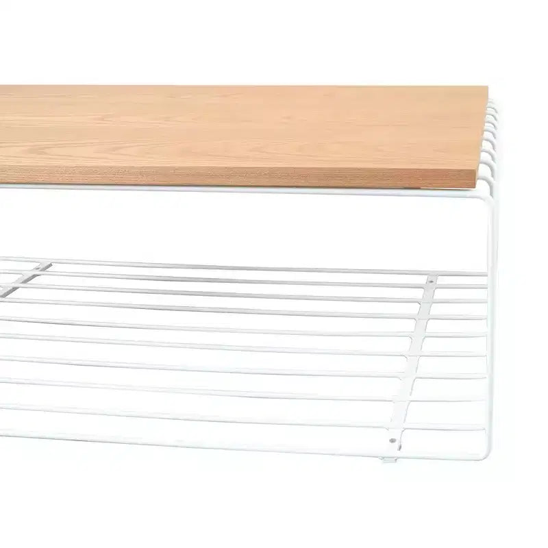 LeisureMod Walden Modern Rectangular Coffee Table - Wood Veneer Top with Architectural Ribbed Wireframe Steel Base
