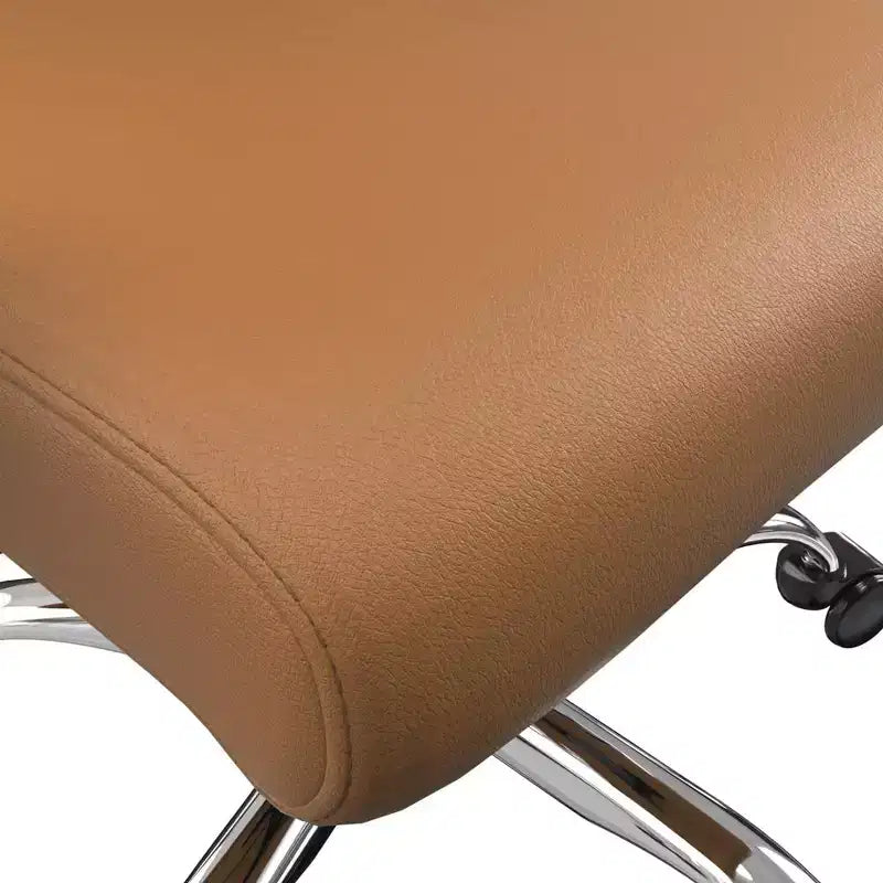 LeisureMod Evander Adjustable High-Back Office Chair Leather Upholstery with Swivel, Tilt, and Chrome Base, Ergonomic Desk Chair for Home Office