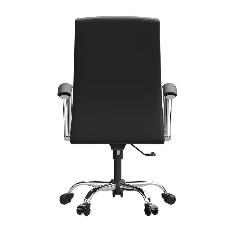 LeisureMod Evander Adjustable High-Back Office Chair Leather Upholstery with Swivel, Tilt, and Chrome Base, Ergonomic Desk Chair for Home Office