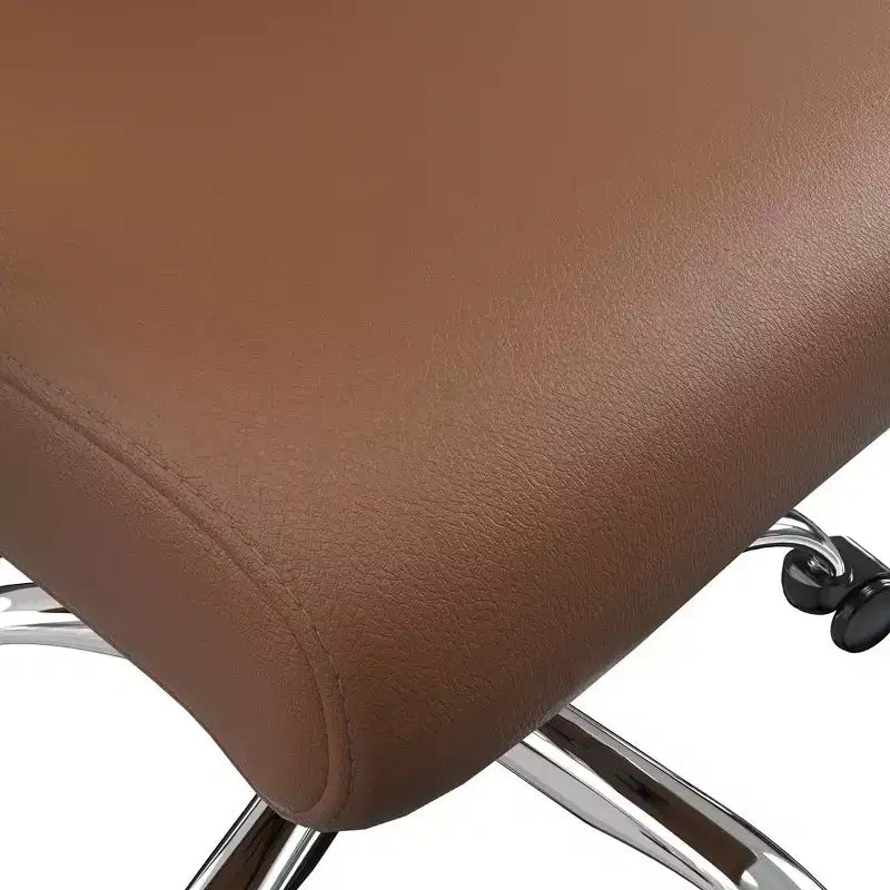 LeisureMod Evander Adjustable High-Back Office Chair Leather Upholstery with Swivel, Tilt, and Chrome Base, Ergonomic Desk Chair for Home Office