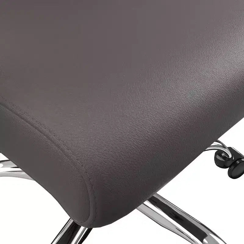 LeisureMod Evander Adjustable High-Back Office Chair Leather Upholstery with Swivel, Tilt, and Chrome Base, Ergonomic Desk Chair for Home Office