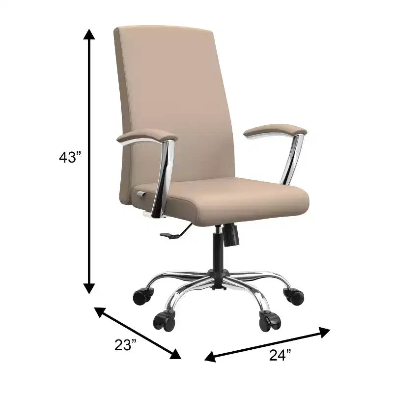 LeisureMod Evander Adjustable High-Back Office Chair Leather Upholstery with Swivel, Tilt, and Chrome Base, Ergonomic Desk Chair for Home Office