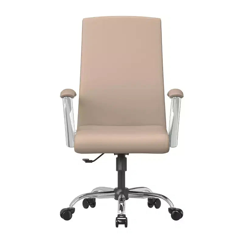 LeisureMod Evander Adjustable High-Back Office Chair Leather Upholstery with Swivel, Tilt, and Chrome Base, Ergonomic Desk Chair for Home Office