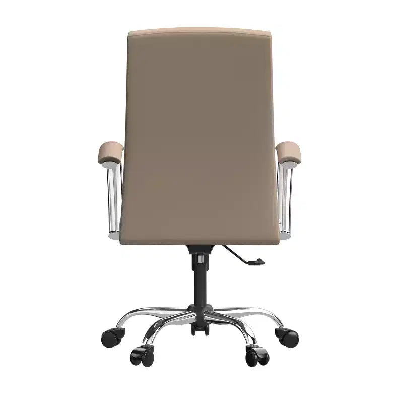 LeisureMod Evander Adjustable High-Back Office Chair Leather Upholstery with Swivel, Tilt, and Chrome Base, Ergonomic Desk Chair for Home Office